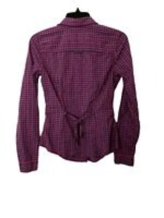 Abercrombie & Fitch Womens S Plaid Button Up Shirt Fitted Top Long Sleeves Blue - Picture 2 of 7